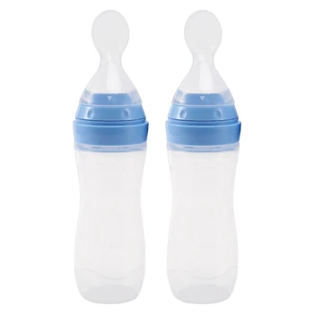 2 ШТ Силиконовая ложечка для раздачи детского питания (120 мл, идеально подходит для детей 4 месяцев) - Поилка с ложечкой - Бутылочка с ложечкой для ребенка