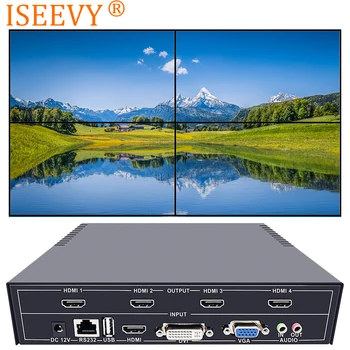 ISEEVY 4-канальный контроллер Видеостены 2x2 телевизионных настенных процессора с управлением RS232 для 4-телевизионного соединительного дисплея