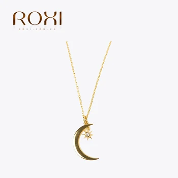ROXI 925 пробы Серебряное ожерелье с подвеской на День рождения 12 Месяцев Юбилей Красочное циркониевое ожерелье в виде звезды и Луны для женщин подарок