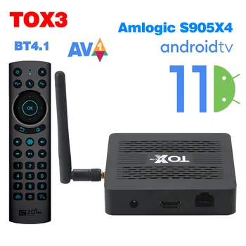 TOX3 TV Box Android 11 Smart TV Box 4 ГБ 32 ГБ Amlogic S905X4 Wifi BT4.1 1000M 4K HDR Медиаплеер Поддержка Google Play телеприставка