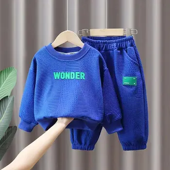 Весенне-осенний комплект для мальчиков 2023 года, Новый детский осенний свитер Для маленьких и средних мальчиков, Красивый спортивный комплект из двух предметов