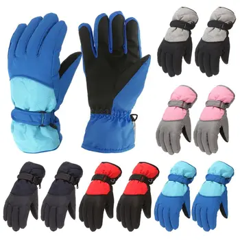 Детские Зимние утепленные теплые перчатки для горных лыж, сноуборда, ветрозащитные водонепроницаемые варежки с длинными рукавами для улицы