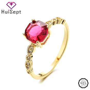 Классическое кольцо HuiSept, Серебряные украшения 925 пробы с рубином, Цирконом, кольца на палец для женщин, свадебный подарок оптом