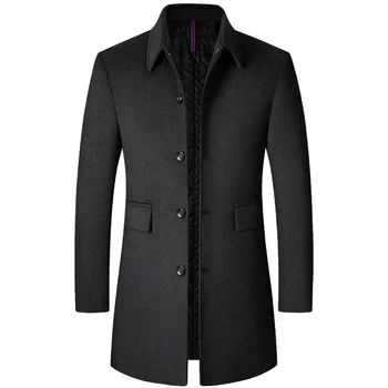 Новое Модное мужское осенне-зимнее Удобное тонкое повседневное модное мужское шерстяное пальто для свадьбы и работы, трендовое мужское шерстяное пальто
