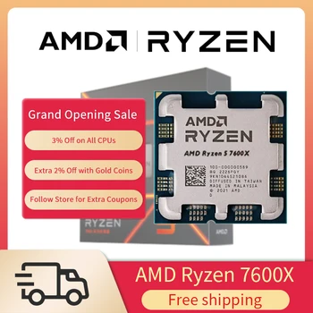 Новый Процессор AMD Ryzen 5 7600x R5 7600X CPU С частотой 4,7 ГГц, 6-ядерный 12-потоковый 5-нм Разъем L3 = 32M AM5 без вентилятора
