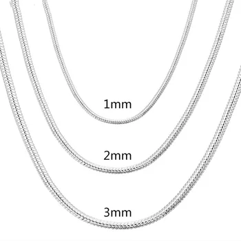 оптовая продажа, Серебро 925 пробы, 1/2/3 мм, массивное ожерелье-цепочка в виде змеи для мужчин, женские ожерелья, модные украшения для подвески