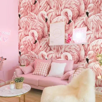 Розовые обои 3d Европейская Юго-Восточная Азия Фламинго ТВ диван фон Гостиная Спальня фоновые обои